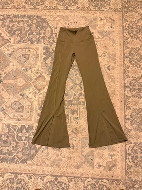 High-Waist Olive Flare Yoga Pants